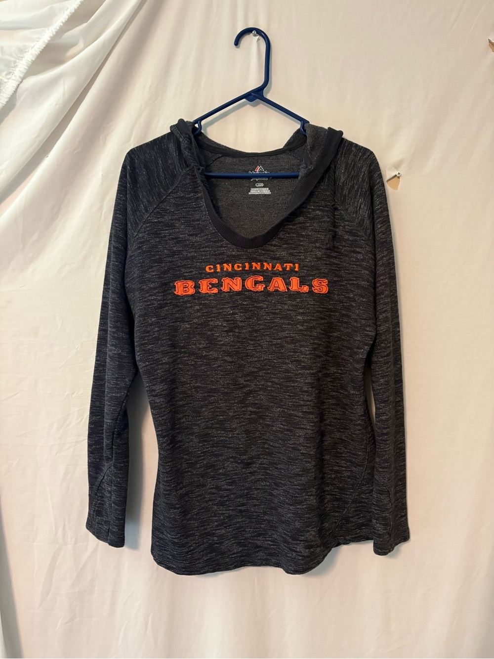 Majestic Cincinnati Bengals Black Hooded Long-Sleeve Top with Orange Logo